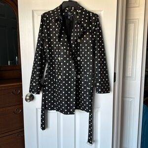 Chaps black and white polka dot rain jacket - petite Large
